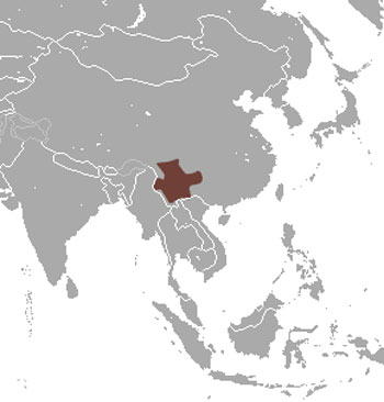 Yunnan Hare Range Map (Asia)
