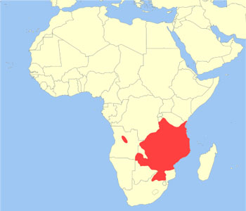 Sable Antelope Range Map (Africa)